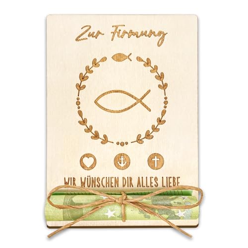 Luckeey Firmung Geschenke Mädchen Jungen, Geldgeschenk Firmung Verpackung aus Holz, Personalisiert Geschenke zur Firmung Mädchen & Jungen - 12.5 × 9 cm von Luckeey