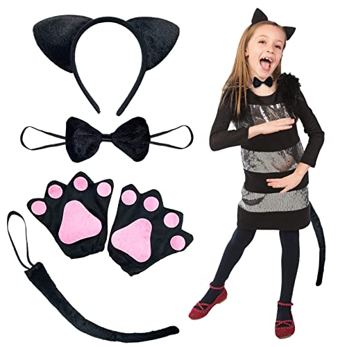 Luckeey Katzenkostüm Kinder, Katzenohren Haarreif Stirnband Fliege Schwanz Pfoten Handschuhe, Katzen Kostüme für Kinder Cosplay Halloween Kostüm Kinder Fasching Karneval Party Luckeey Katzenkostüm Kinder, Katzenohren Haarreif Stirnband Fliege Schwanz Pfoten Handschuhe, Katzen Kostüme für Kinder Cosplay Halloween Kostüm Kinder Fasching Karneval Party von Luckeey