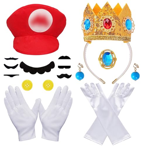 Luckeey Partner Kostüme Fasching - Mario Kostüm + Peach Kostüm - Partnerkostüme Erwachsene Faschingskostüme Paare für Damen Herren, Fasching Karneval Cosplay Mottoparty Kostüm Zubehör Luckeey Partner Kostüme Fasching - Mario Kostüm + Peach Kostüm - Partnerkostüme Erwachsene Faschingskostüme Paare für Damen Herren, Fasching Karneval Cosplay Mottoparty Kostüm Zubehör von Luckeey