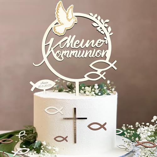 Tortendeko Kommunion, Meine Kommunion Cake Topper Holz & 36 Stück Fische Streudeko Tischdeko & Fisch Kreuz Kuchen Deko, Erstkommunion Deko Junge Mädchen Geschenke Gastgeschenke, Kommunionsgeschenke Tortendeko Kommunion, Meine Kommunion Cake Topper Holz & 36 Stück Fische Streudeko Tischdeko & Fisch Kreuz Kuchen Deko, Erstkommunion Deko Junge Mädchen Geschenke Gastgeschenke, Kommunionsgeschenke von Luckeey