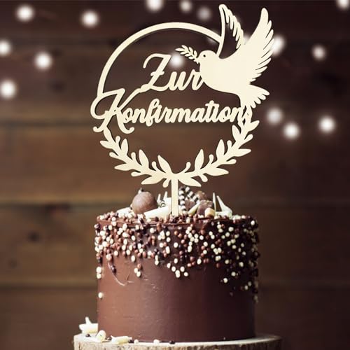 Tortendeko Konfirmation, Cake Topper Zur Konfirmation aus Holz, Torte Deko, Konfirmation Deko Junge Mädchen Geschenke Gastgeschenke, Konfirmationsgeschenke Junge Mädchen von Luckeey