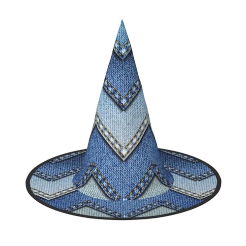 Blauer Denim-Druck, Halloween-Hexenhut, Kostüm, Zubehör, Kopfbedeckung für Damen, Party, Cosplay Blauer Denim-Druck, Halloween-Hexenhut, Kostüm, Zubehör, Kopfbedeckung für Damen, Party, Cosplay von Luckily&Day