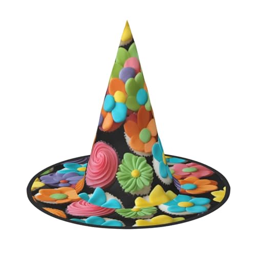 Bunte Cupcakes, Regenbogen-Blume, Kuchen-Druck, Halloween, Hexenhut, einzigartiger Turmhut, Kostüm, Hut für Party, Festival Bunte Cupcakes, Regenbogen-Blume, Kuchen-Druck, Halloween, Hexenhut, einzigartiger Turmhut, Kostüm, Hut für Party, Festival von Luckily&Day