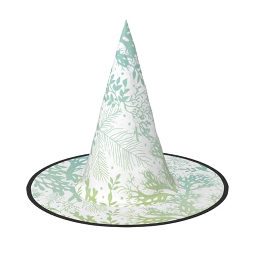 Halloween-Hexenhut mit Meeresalgen-Druck, einzigartiger Steeple-Top-Kostümhut für Frauen, Festival-Dekoration Halloween-Hexenhut mit Meeresalgen-Druck, einzigartiger Steeple-Top-Kostümhut für Frauen, Festival-Dekoration von Luckily&Day