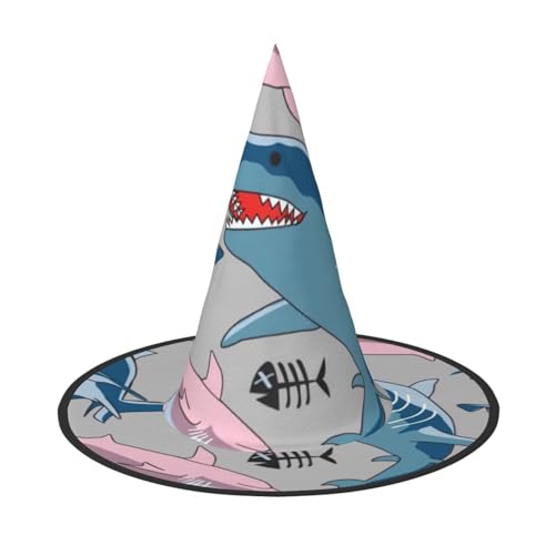 Luckily&Day Blauer Cartoon-Fisch-Druck, Halloween-Hexenhut, Turm-Top-Kostüm, Zubehör, Damen, Kopfbedeckung für Party, Cosplay Luckily&Day Blauer Cartoon-Fisch-Druck, Halloween-Hexenhut, Turm-Top-Kostüm, Zubehör, Damen, Kopfbedeckung für Party, Cosplay von Luckily&Day