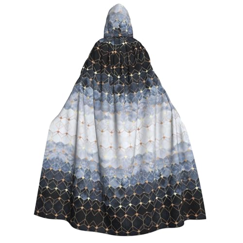 Luckily&Day Blauer Hexagon- und Diamant-Druck, Halloween-Kostüm, Kapuzenumhang für Cosplay, Zauberer, Hexe, Wikinger, Robe, Umhang Luckily&Day Blauer Hexagon- und Diamant-Druck, Halloween-Kostüm, Kapuzenumhang für Cosplay, Zauberer, Hexe, Wikinger, Robe, Umhang von Luckily&Day