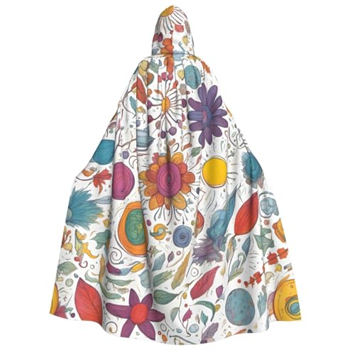 Luckily&Day Bunter handgezeichneter Feder-Druck, Halloween-Kostüm, Kapuzenumhang für Cosplay, Zauberer, Hexe, Wikinger, Robe, Umhang Luckily&Day Bunter handgezeichneter Feder-Druck, Halloween-Kostüm, Kapuzenumhang für Cosplay, Zauberer, Hexe, Wikinger, Robe, Umhang von Luckily&Day