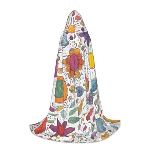 Luckily&Day Buntes handgezeichnetes Feder-Druck, Halloween-Kostüm, Kapuzenumhang für Männer und Frauen, Party, Cosplay, Zauberer, Hexe Luckily&Day Buntes handgezeichnetes Feder-Druck, Halloween-Kostüm, Kapuzenumhang für Männer und Frauen, Party, Cosplay, Zauberer, Hexe von Luckily&Day