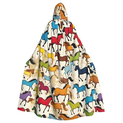 Luckily&Day Farbenfroher Cartoon-Pferde-Druck, Wikinger-Kostüm, Umhang für Herren und Damen, Halloween-Umhang, Cosplay, Zauberer, Hexe, Kapuzenmantel Luckily&Day Farbenfroher Cartoon-Pferde-Druck, Wikinger-Kostüm, Umhang für Herren und Damen, Halloween-Umhang, Cosplay, Zauberer, Hexe, Kapuzenmantel von Luckily&Day