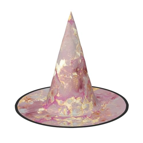Luckily&Day Goldener Marmor-Textur-Druck, Halloween-Hexenhut, Turm-Top-Kostüm, Zubehör, Damen-Kopfbedeckung für Party, Cosplay Luckily&Day Goldener Marmor-Textur-Druck, Halloween-Hexenhut, Turm-Top-Kostüm, Zubehör, Damen-Kopfbedeckung für Party, Cosplay von Luckily&Day