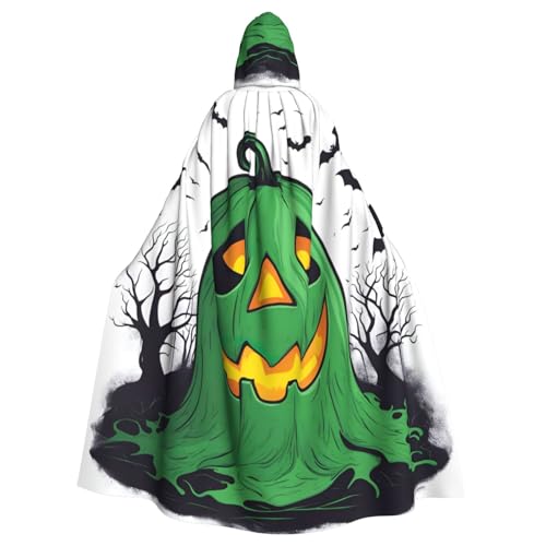 Luckily&Day Grüner Geist Halloween Kürbis Druck Wikinger Kostüm Umhang für Männer Frauen Halloween Cosplay Hexe Kapuze Robe Umhang von Luckily&Day