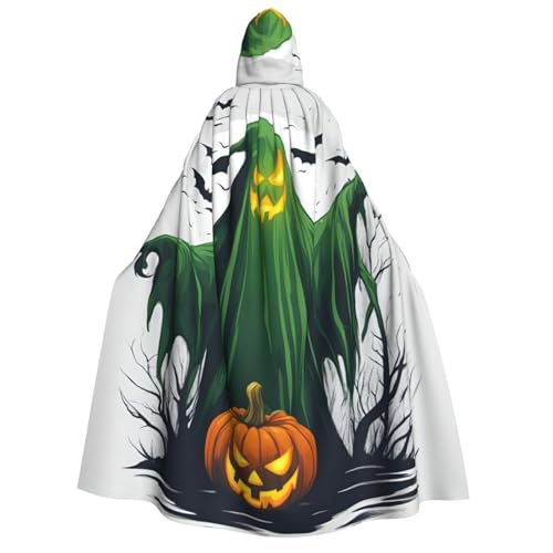 Luckily&Day Grüner Geist Horror Halloween Druck Halloween Kostüm Kapuzenumhang Umhang für Cosplay Zauberer Hexe Wikinger Robe Umhang Umhang von Luckily&Day