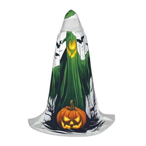 Luckily&Day Grüner Geist Horror Halloween Druck Halloween Kostüm Kapuzenumhang Umhang für Männer Frauen Party Cosplay Zauberer Hexe von Luckily&Day