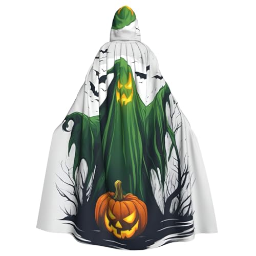 Luckily&Day Grüner Geist Horror Halloween Druck Wikinger Kostüm Umhang für Herren Damen Halloween Umhang Cosplay Hexe Kapuzenmantel von Luckily&Day