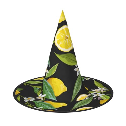Luckily&Day Halloween-Hexenhut mit gelbem Zitronenmuster, Kostümzubehör, für Damen, Kopfbedeckung für Party, Cosplay Luckily&Day Halloween-Hexenhut mit gelbem Zitronenmuster, Kostümzubehör, für Damen, Kopfbedeckung für Party, Cosplay von Luckily&Day