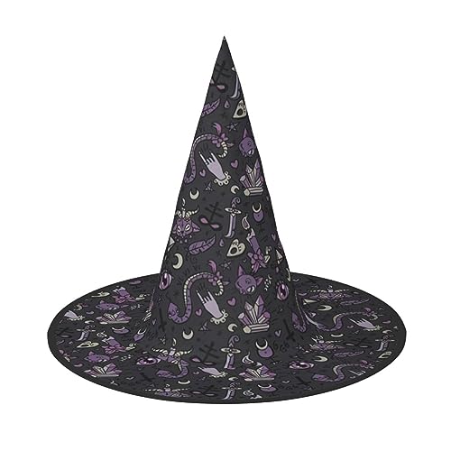 Luckily&Day Halloween-Hexenhut mit gruseligem Aufdruck, Halloween-Hexenhut, Steeple-Top-Kostüm, Zubehör, Damen-Kopfbedeckung für Party, Cosplay Luckily&Day Halloween-Hexenhut mit gruseligem Aufdruck, Halloween-Hexenhut, Steeple-Top-Kostüm, Zubehör, Damen-Kopfbedeckung für Party, Cosplay von Luckily&Day