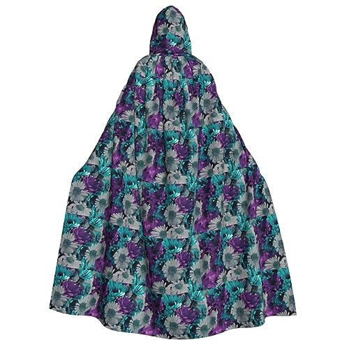 Luckily&Day Halloween-Kostüm mit Kapuze, Umhang mit lila und blaugrünen Blumen, für Cosplay, Zauberer, Hexe, Wikinger, Robe Luckily&Day Halloween-Kostüm mit Kapuze, Umhang mit lila und blaugrünen Blumen, für Cosplay, Zauberer, Hexe, Wikinger, Robe von Luckily&Day