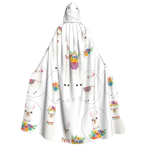 Luckily&Day Halloween-Kostüm mit Lama-Druck, Umhang mit Kapuze, Umhang für Erwachsene, Cosplay, Zauberer, Hexe, Wikinger, Robe, Umhang Luckily&Day Halloween-Kostüm mit Lama-Druck, Umhang mit Kapuze, Umhang für Erwachsene, Cosplay, Zauberer, Hexe, Wikinger, Robe, Umhang von Luckily&Day
