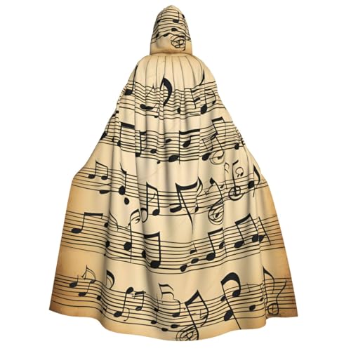 Luckily&Day Halloween-Kostüm mit Musiknoten-Druck, Umhang mit Kapuze, Umhang für Erwachsene, Cosplay, Zauberer, Hexe, Wikinger, Robe, Umhang Luckily&Day Halloween-Kostüm mit Musiknoten-Druck, Umhang mit Kapuze, Umhang für Erwachsene, Cosplay, Zauberer, Hexe, Wikinger, Robe, Umhang von Luckily&Day