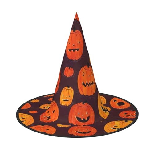 Luckily&Day Halloween-Kürbis-Druck, Halloween-Hexenhut, einzigartiger Steeple-Top-Kostümhut für Frauen, Party, Festival, Dekoration Luckily&Day Halloween-Kürbis-Druck, Halloween-Hexenhut, einzigartiger Steeple-Top-Kostümhut für Frauen, Party, Festival, Dekoration von Luckily&Day