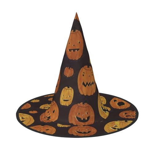 Luckily&Day Halloween-Kürbis-Druck, Halloween-Hexenhut, einzigartiger Steeple-Top-Kostümhut für Frauen, Party, Festival, Dekoration Luckily&Day Halloween-Kürbis-Druck, Halloween-Hexenhut, einzigartiger Steeple-Top-Kostümhut für Frauen, Party, Festival, Dekoration von Luckily&Day
