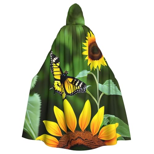 Luckily&Day Halloween-Umhang mit Sonnenblumen-Schmetterlings-Druck, für Erwachsene, Cosplay, Zauberer, Hexe, Wikinger-Kostüm, Kapuzenumhang, übergroßer Hut Luckily&Day Halloween-Umhang mit Sonnenblumen-Schmetterlings-Druck, für Erwachsene, Cosplay, Zauberer, Hexe, Wikinger-Kostüm, Kapuzenumhang, übergroßer Hut von Luckily&Day
