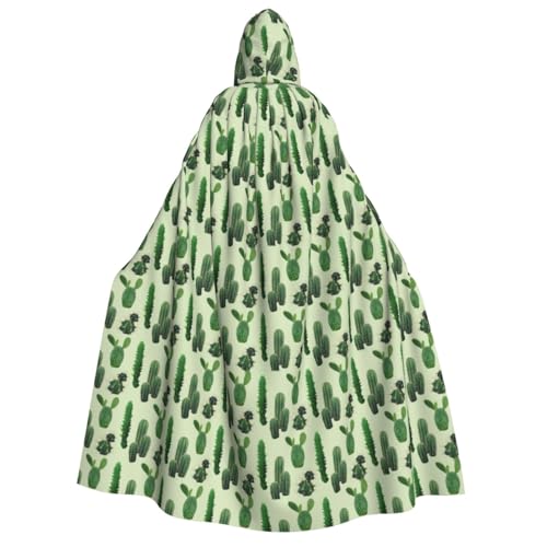 Luckily&Day Kaktus Print Halloween Kostüm Kapuzenumhang Umhang für Erwachsene Cosplay Zauberer Hexe Wikinger Robe Umhang Umhang von Luckily&Day