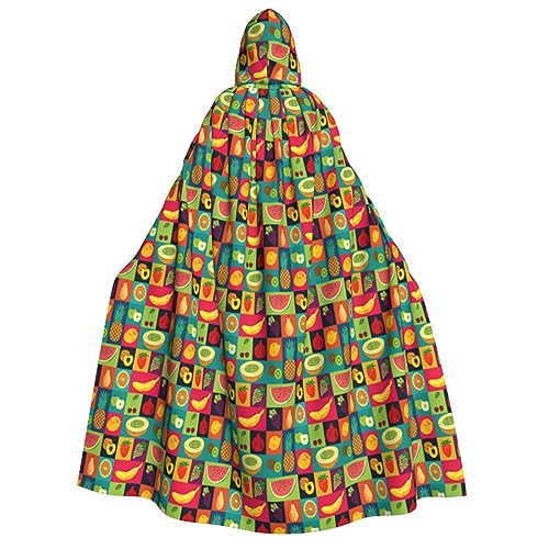 Luckily&Day Kunststil, Obstdruck, Halloween-Kostüm, Kapuzenumhang für Erwachsene, Cosplay, Zauberer, Hexe, Wikinger, Robe, Umhang Luckily&Day Kunststil, Obstdruck, Halloween-Kostüm, Kapuzenumhang für Erwachsene, Cosplay, Zauberer, Hexe, Wikinger, Robe, Umhang von Luckily&Day