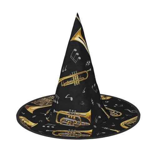 Luckily&Day Musikinstrumente Druck Halloween Hexenhut Turm Top Kostüm Zubehör Frauen Kopfbedeckung für Party Cosplay Luckily&Day Musikinstrumente Druck Halloween Hexenhut Turm Top Kostüm Zubehör Frauen Kopfbedeckung für Party Cosplay von Luckily&Day