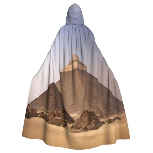 Luckily&Day Pyramids of Egypt Print Halloween Cape for Adult Cosplay Wizard Witch Viking Costume Hooded Cloak Oversized Hat von Luckily&Day