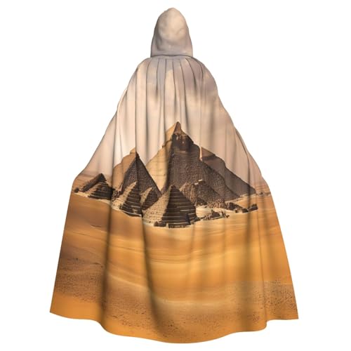 Luckily&Day Pyramids of Egypt Print Halloween Cape for Adult Cosplay Wizard Witch Viking Costume Hooded Cloak Oversized Hat von Luckily&Day