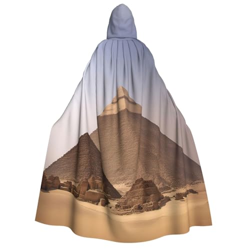 Luckily&Day Pyramids of Egypt Print Halloween Costume Hooded Cloak Cape for Adult Cosplay Wizard Witch Viking Robe Cloak von Luckily&Day