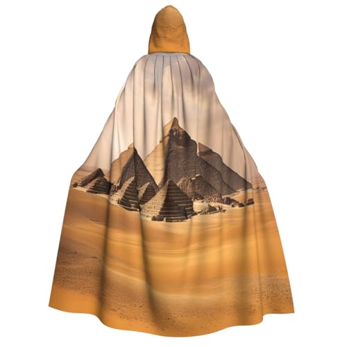 Luckily&Day Pyramids of Egypt Print Halloween Costume Hooded Cloak Cape for Adult Cosplay Wizard Witch Viking Robe Cloak von Luckily&Day
