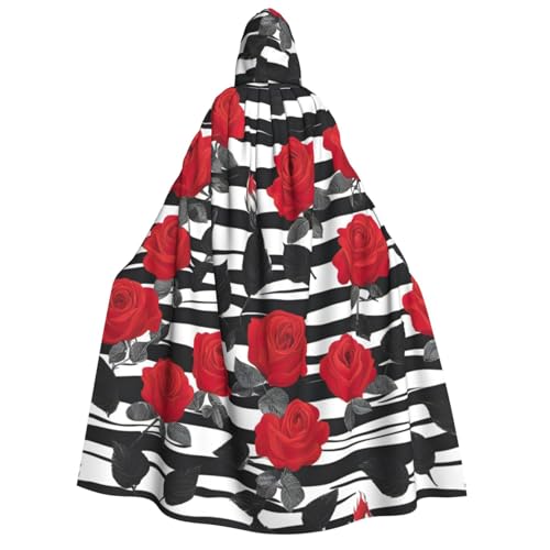 Luckily&Day Roter Rosen-Blumen-Druck, Halloween-Kostüm, Kapuzenumhang für Cosplay, Zauberer, Hexe, Wikinger, Robe, Umhang Luckily&Day Roter Rosen-Blumen-Druck, Halloween-Kostüm, Kapuzenumhang für Cosplay, Zauberer, Hexe, Wikinger, Robe, Umhang von Luckily&Day