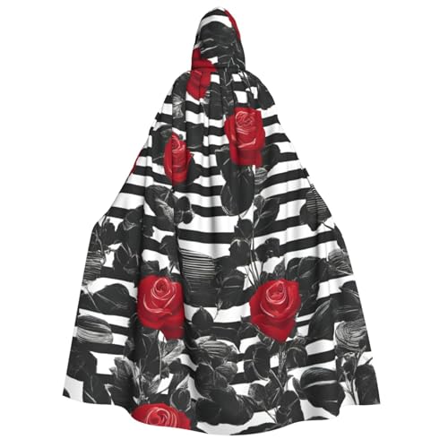 Luckily&Day Roter Rosen-Blumen-Druck, Halloween-Kostüm, Kapuzenumhang für Cosplay, Zauberer, Hexe, Wikinger, Robe, Umhang Luckily&Day Roter Rosen-Blumen-Druck, Halloween-Kostüm, Kapuzenumhang für Cosplay, Zauberer, Hexe, Wikinger, Robe, Umhang von Luckily&Day