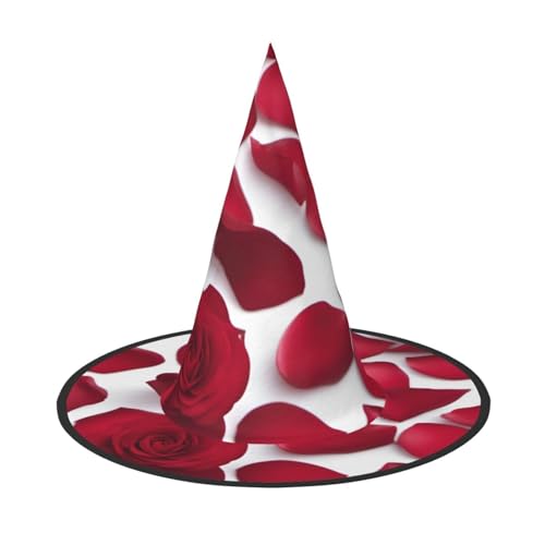 Luckily&Day Roter Rosenblüten-Druck, Halloween-Hexenhut, einzigartiger Steeple-Top-Kostüm, Hut für Frauen, Party, Festival, Dekoration Luckily&Day Roter Rosenblüten-Druck, Halloween-Hexenhut, einzigartiger Steeple-Top-Kostüm, Hut für Frauen, Party, Festival, Dekoration von Luckily&Day