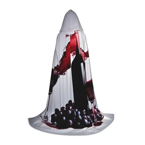 Luckily&Day Rotwein-Druck, Halloween-Kostüm, Kapuzenumhang für Männer und Frauen, Party, Cosplay, Zauberer, Hexe, Wikinger, Robe von Luckily&Day