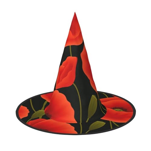 Luckily&Day Schwarzer und roter Blumen-Druck, Halloween-Hexenhut, Turm, Kostüm, Zubehör, Damen-Kopfbedeckung für Party, Cosplay Luckily&Day Schwarzer und roter Blumen-Druck, Halloween-Hexenhut, Turm, Kostüm, Zubehör, Damen-Kopfbedeckung für Party, Cosplay von Luckily&Day