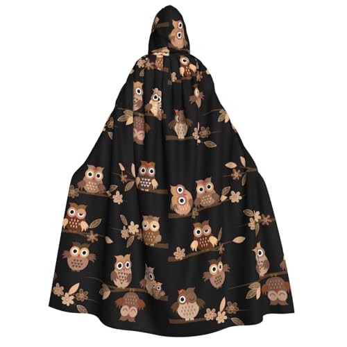 Luckily&Day Süßer brauner Cartoon-Eulen-Druck, Halloween-Kostüm, Kapuzenumhang für Cosplay, Zauberer, Hexe, Wikinger, Robe, Umhang Luckily&Day Süßer brauner Cartoon-Eulen-Druck, Halloween-Kostüm, Kapuzenumhang für Cosplay, Zauberer, Hexe, Wikinger, Robe, Umhang von Luckily&Day