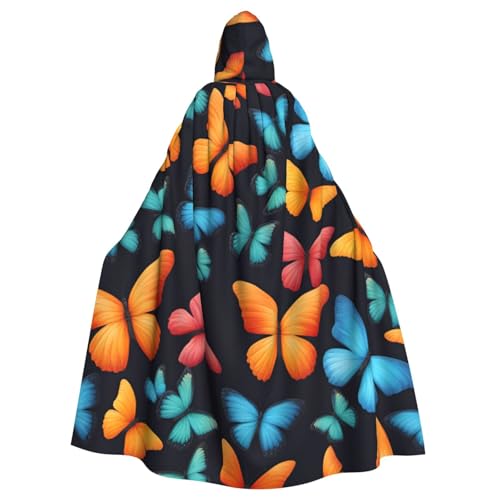 Luckily&Day Umhang mit buntem Schmetterlings-Druck, Wikinger-Kostüm, Umhang für Herren und Damen, Halloween, Cosplay, Zauberer, Hexe, Kapuzenmantel Luckily&Day Umhang mit buntem Schmetterlings-Druck, Wikinger-Kostüm, Umhang für Herren und Damen, Halloween, Cosplay, Zauberer, Hexe, Kapuzenmantel von Luckily&Day