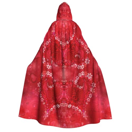Luckily&Day Valentinstag Herz Blumendruck Halloween Kostüm Kapuzenumhang Umhang für Cosplay Zauberer Hexe Wikinger Robe Umhang Umhang von Luckily&Day