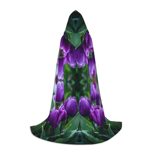 Luckily&Day Violetter Tulpenaufdruck, Halloween-Kostüm, Kapuzenumhang für Männer und Frauen, Party, Cosplay, Zauberer, Hexe, Wikinger, Robe Luckily&Day Violetter Tulpenaufdruck, Halloween-Kostüm, Kapuzenumhang für Männer und Frauen, Party, Cosplay, Zauberer, Hexe, Wikinger, Robe von Luckily&Day