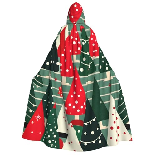 Luckily&Day Weihnachtsbäume Druck Halloween Kostüm Kapuzenumhang Umhang für Erwachsene Cosplay Zauberer Hexe Wikinger Robe Umhang Umhang von Luckily&Day