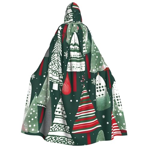 Luckily&Day Weihnachtsbäume Druck Halloween Kostüm Kapuzenumhang Umhang für Erwachsene Cosplay Zauberer Hexe Wikinger Robe Umhang Umhang von Luckily&Day