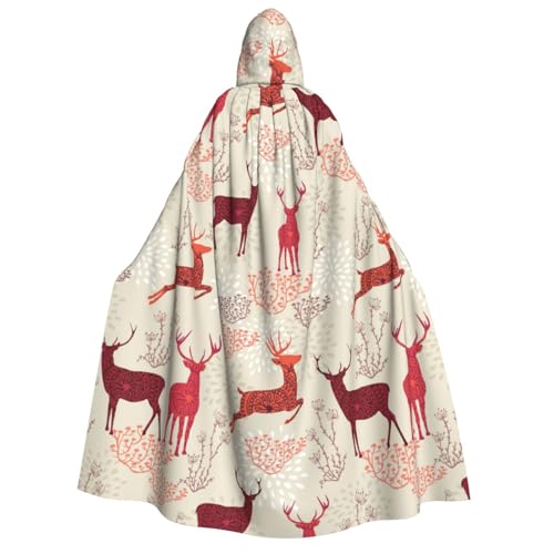 Luckily&Day Weihnachtselch-Druck, Halloween-Kostüm, Kapuzenumhang für Erwachsene, Cosplay, Zauberer, Hexe, Wikinger, Robe, Umhang Luckily&Day Weihnachtselch-Druck, Halloween-Kostüm, Kapuzenumhang für Erwachsene, Cosplay, Zauberer, Hexe, Wikinger, Robe, Umhang von Luckily&Day