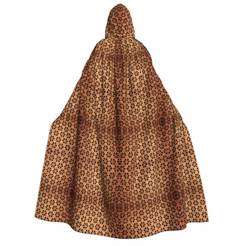 Luckily&Day Wicker Woven Grid Print Halloween Costume Hooded Cloak Cape for Adult Cosplay Wizard Witch Viking Robe Cloak von Luckily&Day