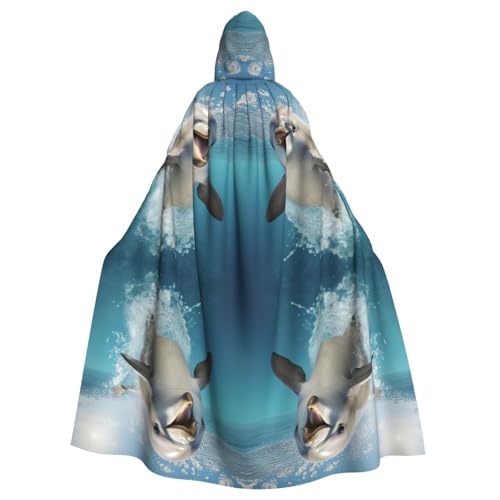 Luckily&Day Wikinger-Kostüm mit lustigem Tier-Delfin-Druck, Umhang für Herren und Damen, Halloween, Cosplay, Zauberer, Hexe, Kapuzenmantel Luckily&Day Wikinger-Kostüm mit lustigem Tier-Delfin-Druck, Umhang für Herren und Damen, Halloween, Cosplay, Zauberer, Hexe, Kapuzenmantel von Luckily&Day