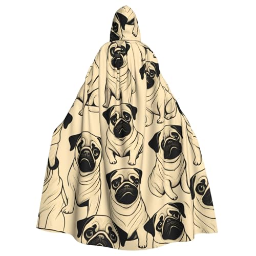 Luckily&Day Wikinger-Kostüm mit niedlichem Mops-Aufdruck, Umhang für Herren und Damen, Halloween-Umhang, Cosplay, Zauberer, Hexe, Kapuzenmantel Luckily&Day Wikinger-Kostüm mit niedlichem Mops-Aufdruck, Umhang für Herren und Damen, Halloween-Umhang, Cosplay, Zauberer, Hexe, Kapuzenmantel von Luckily&Day