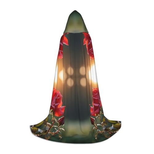 Luckily&Day Wunderschöner Rosen-Druck, Halloween-Kostüm, Kapuzenumhang für Männer und Frauen, Party, Cosplay, Zauberer, Hexe, Wikinger, Robe Luckily&Day Wunderschöner Rosen-Druck, Halloween-Kostüm, Kapuzenumhang für Männer und Frauen, Party, Cosplay, Zauberer, Hexe, Wikinger, Robe von Luckily&Day