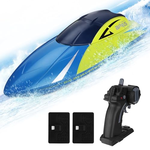 Luckits Ferngesteuertes Boot, 2,4 GHz wasserdichtes elektrisches mit 2 wiederaufladbaren Batterien, kabelloses elektrisches Geschwindigkeits-RC-Schiff, Kinder im Freien, Pool, See, Fluss Luckits Ferngesteuertes Boot, 2,4 GHz wasserdichtes elektrisches mit 2 wiederaufladbaren Batterien, kabelloses elektrisches Geschwindigkeits-RC-Schiff, Kinder im Freien, Pool, See, Fluss von Luckits